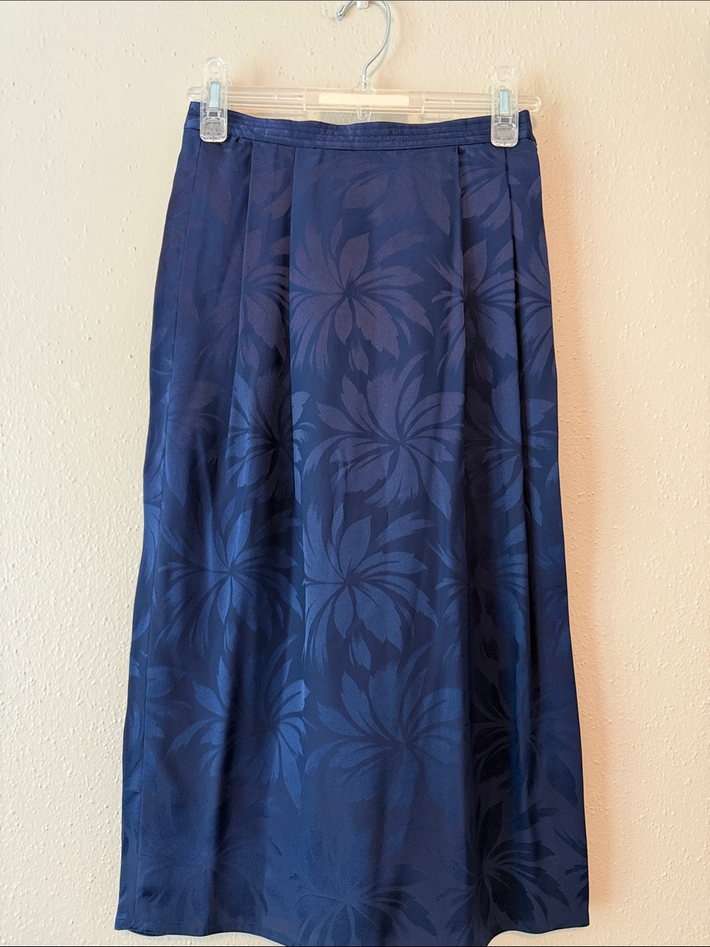 *Vintage*Blue Floral Silk Midi Pencil Skirt